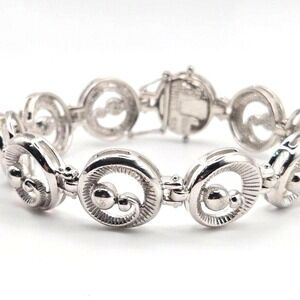 Vtg Sterling Silver Bracelet 925 MRB China 7.25" 38.6g Modernist Link Jewelry